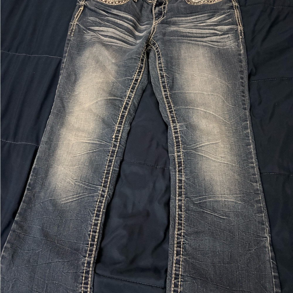 Ariya Women's Boot Cut Jeans in Faded Dark Blue Wash
